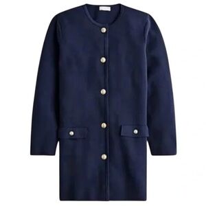 J.CREW GISELLE LONG SWEATER BLAZER, NAVY, SIZE S, NWT.